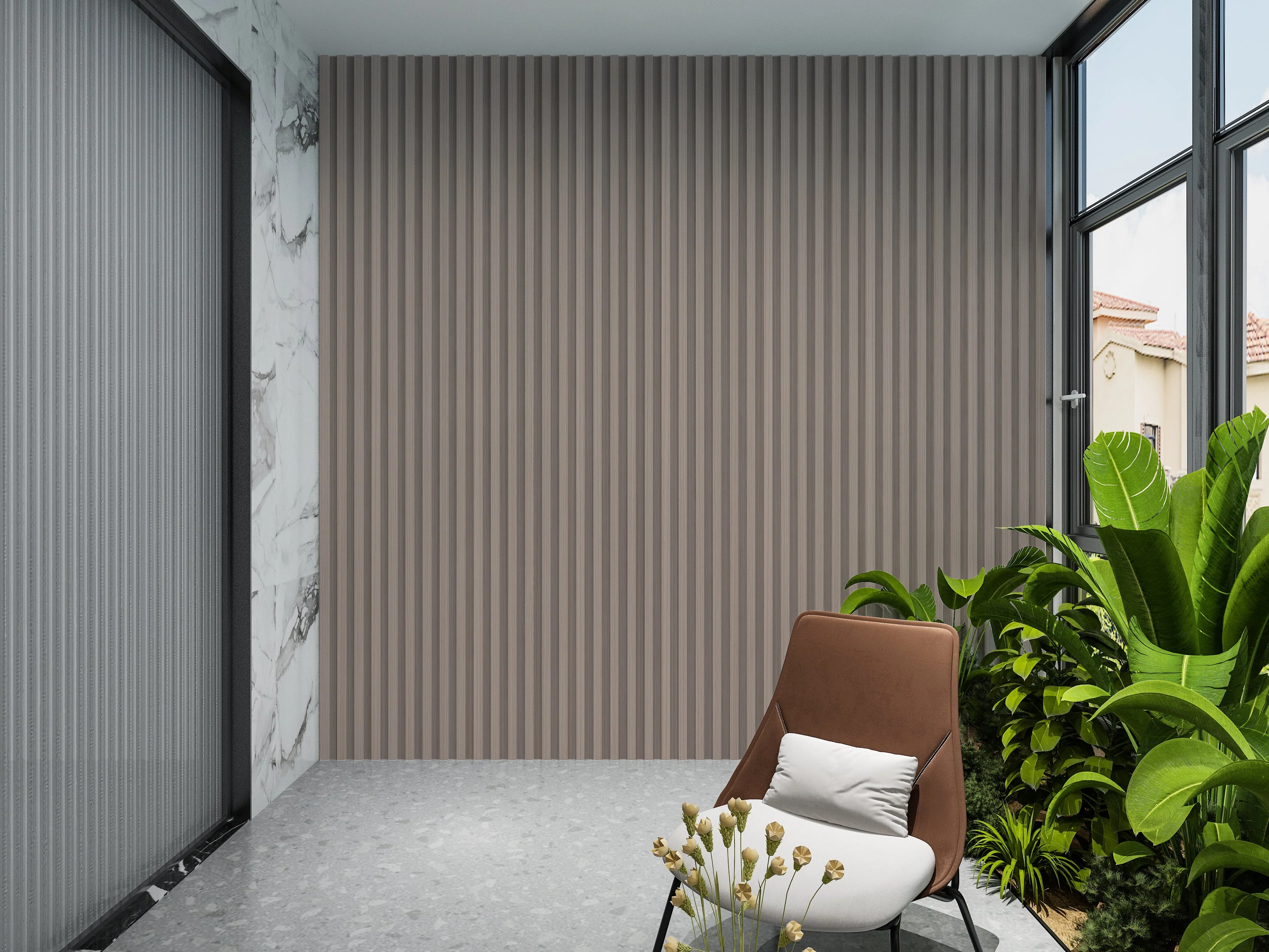 14-Pack Cedar Oak WPC Fluted 3D Wall Panels | 68 sq. ft./Box - Image 5