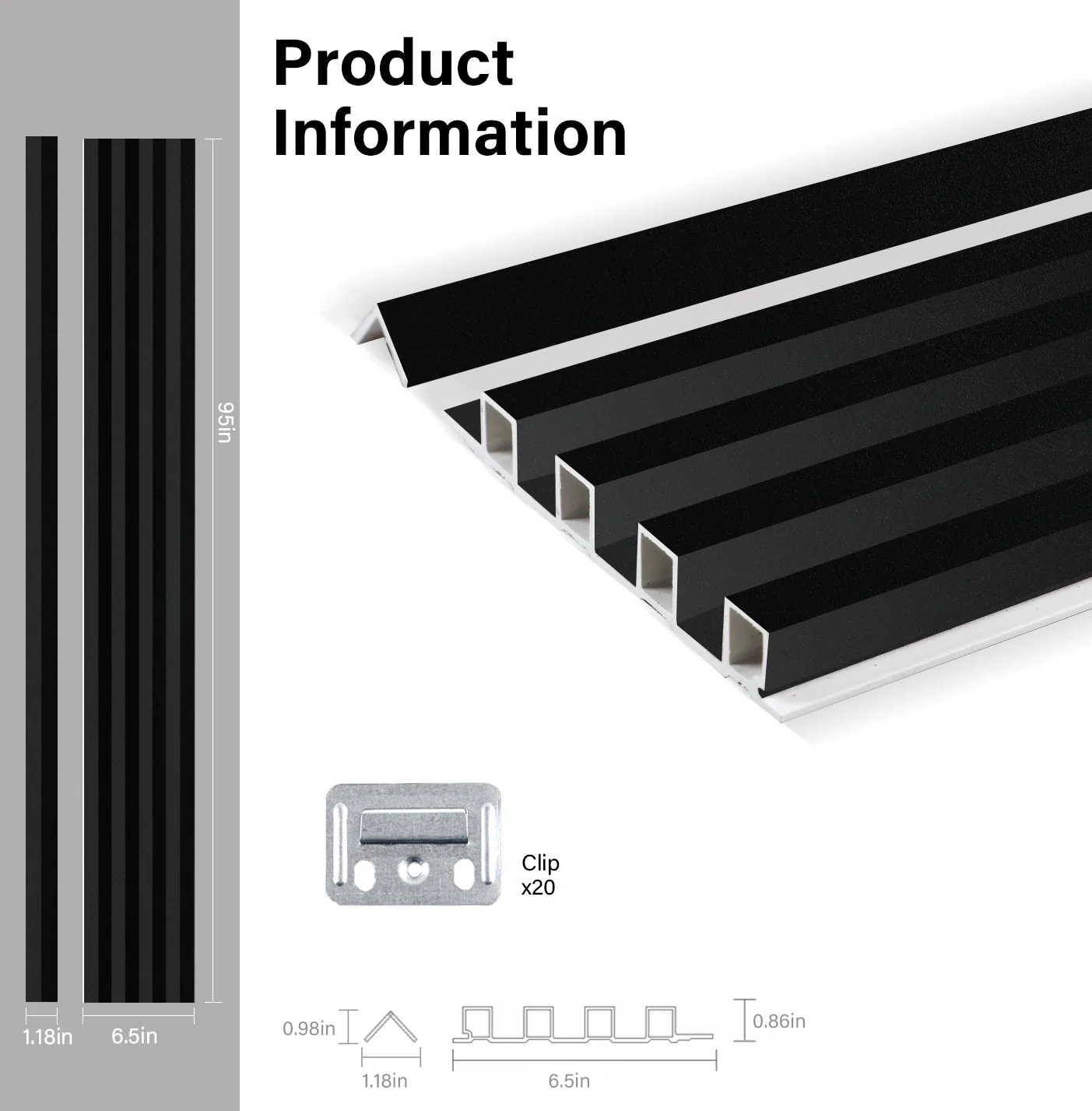 14-Pack Luxe Noir WPC Fluted 3D Wall Panels | 68 sq. ft./Box - Image 6