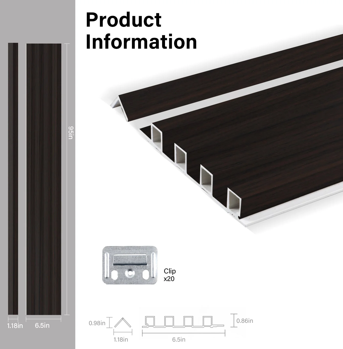 14-Pack Walnut Ink Metallic WPC Fluted 3D Wall Panels | 68 sq. ft./Box - Image 6