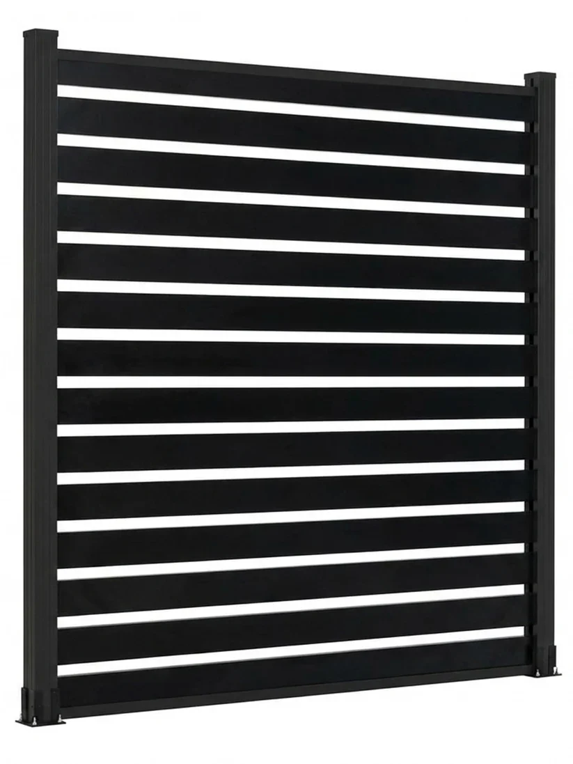 6 ft × 6 ft All-Aluminum Open Slat Fence Panel Kit with 1 Post - Image 2