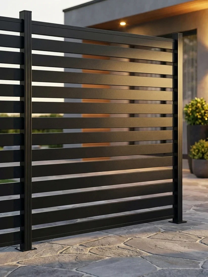 6 ft × 6 ft All-Aluminum Open Slat Fence Panel Kit with 1 Post - Image 5