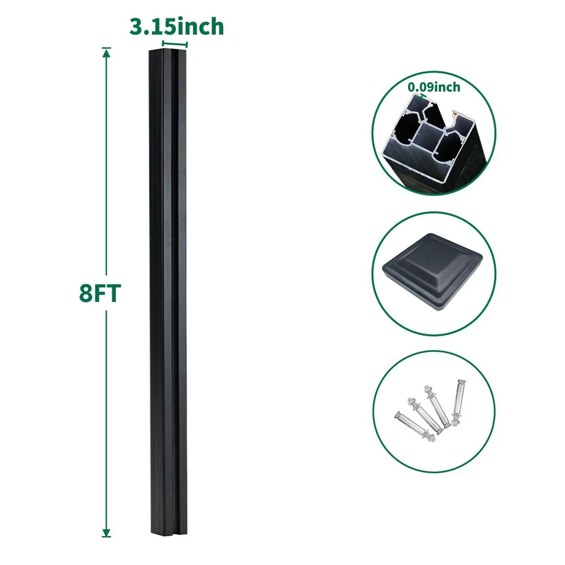 8 ft In-Ground Gate Post | Heavy-Duty Composite & Aluminum Gates - Image 4
