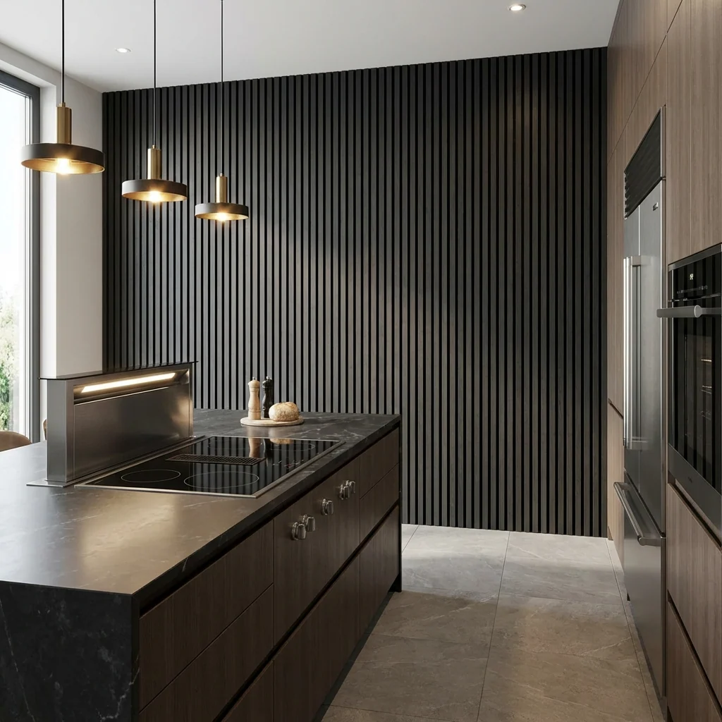 Black Acoustic Wood Slat Wall Panel | Premium 3-Sided Veneer | Sound-Absorbing - Image 9