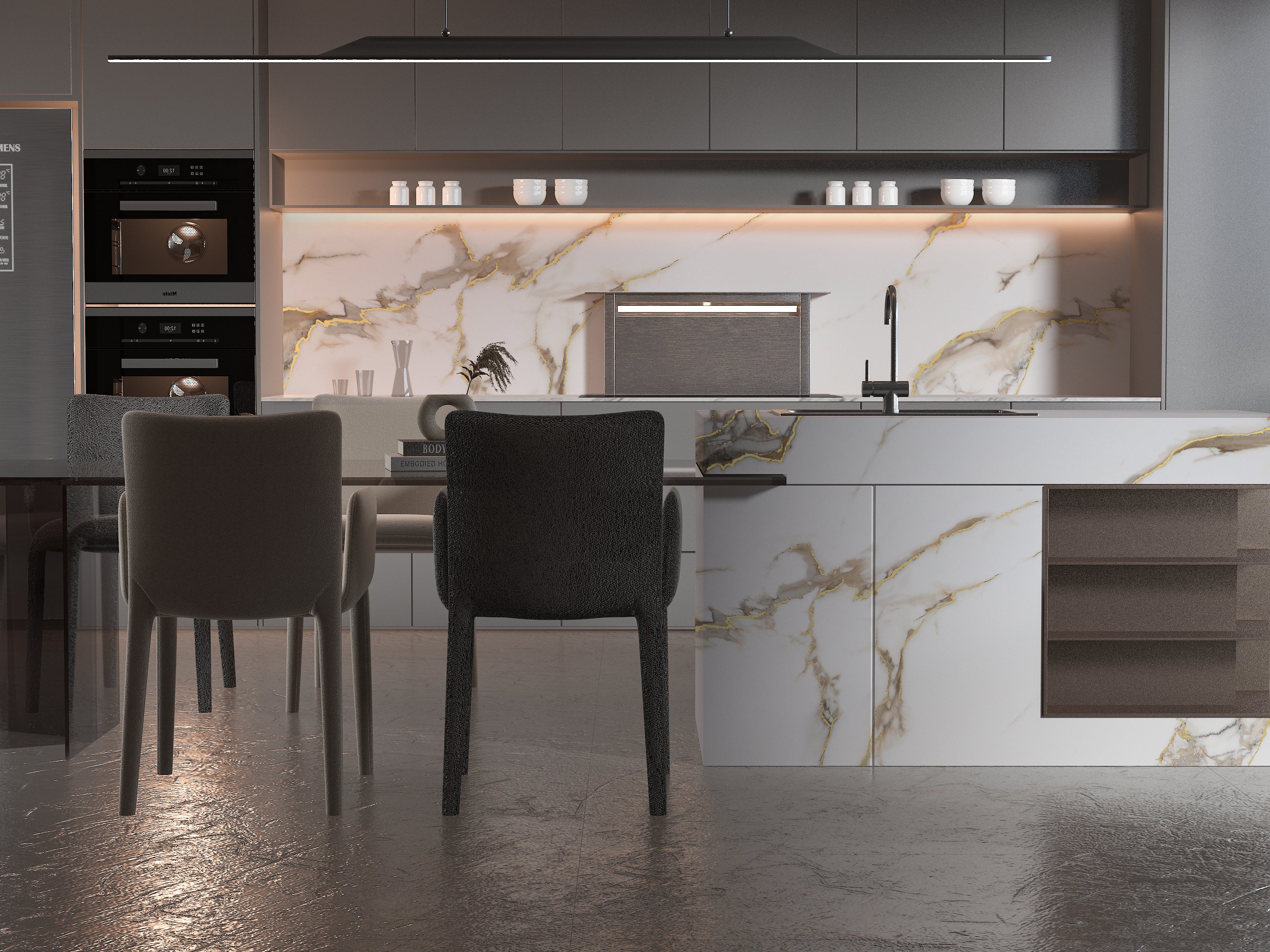Calacatta Oro Gold Marble UV Protected PVC Wall Panel - 4x8 ft, Fireproof & Waterproof (32 sq. ft) - Image 3