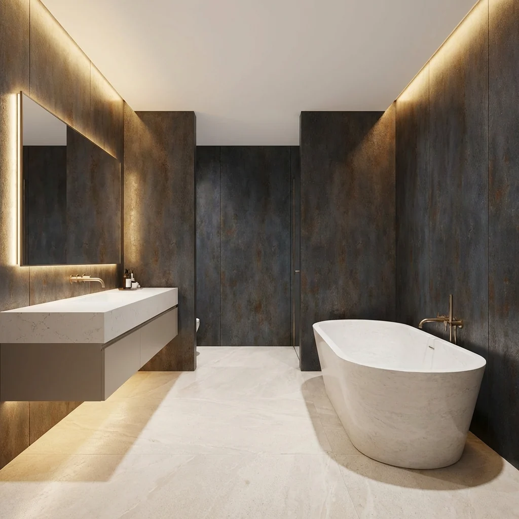 Dark Charcoal Stone Panels - Waterproof Rough Texture PVC Sheets - Image 3