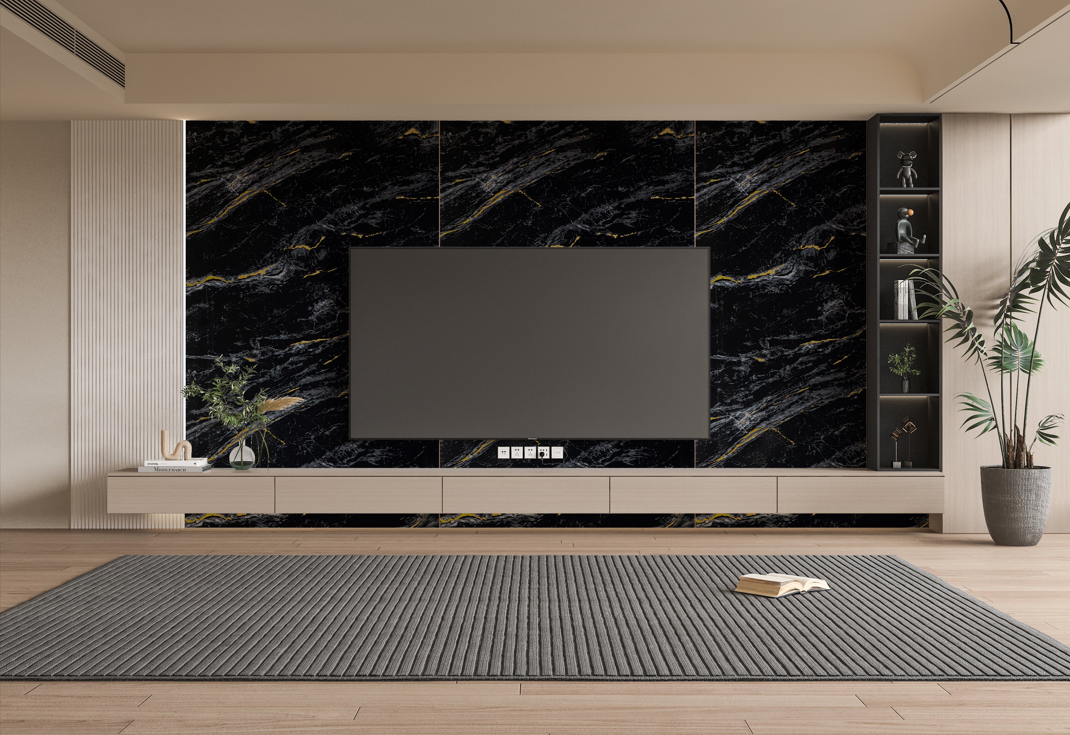 Midnight Gold Marble UV Protected PVC Wall Panel - 4x8 ft, Fireproof & Waterproof, (32 sq. ft) - Image 5