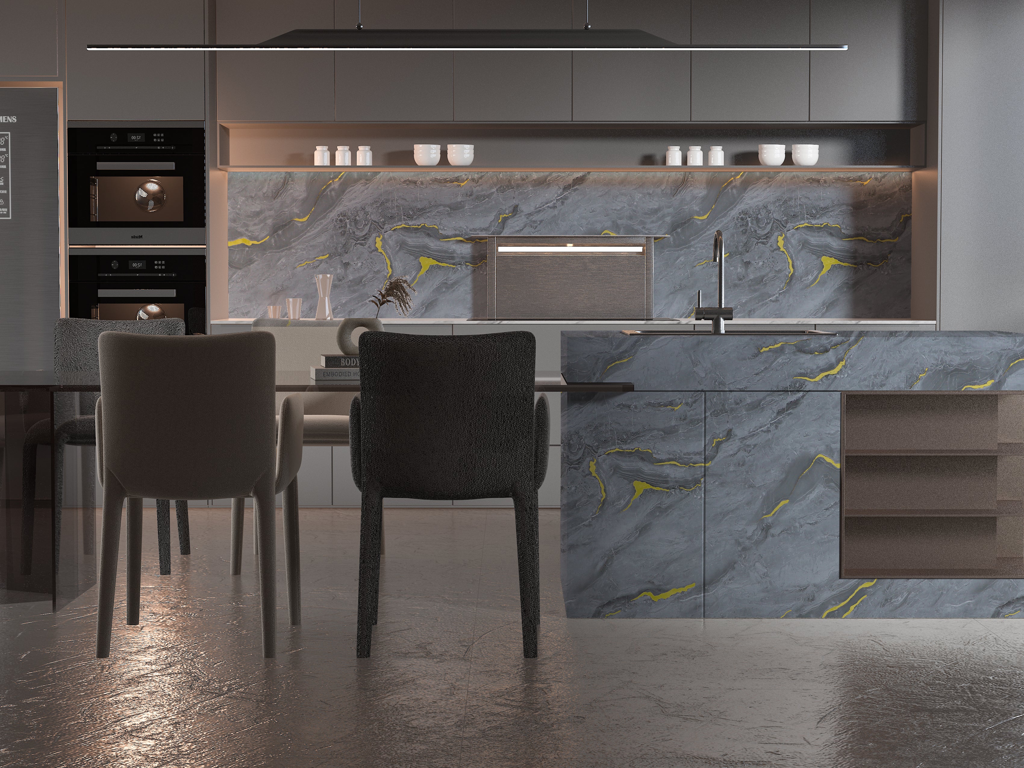 Silver Gold Marble UV Protected PVC Wall Panel - 4x8 ft, Fireproof & Waterproof, (32 sq. ft) - Image 3