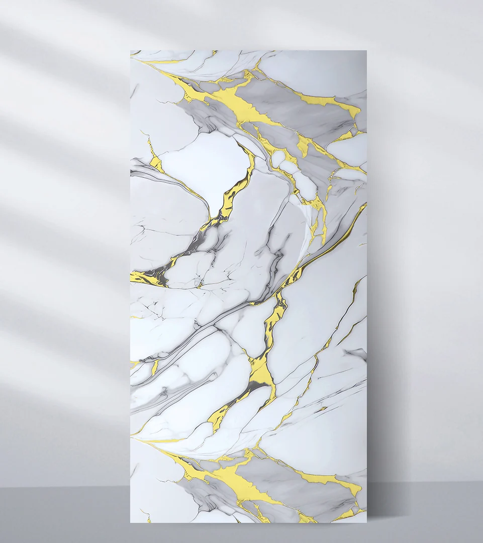 White Gold Luxe Marble UV Protected PVC Wall Panel - 4x8 ft, Fireproof & Waterproof, (32 sq. ft)