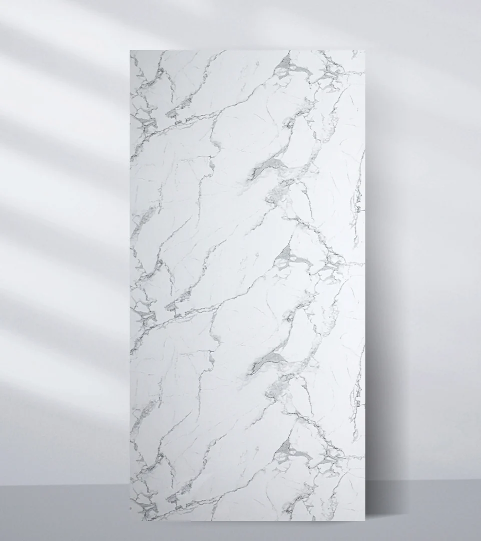 White Gray Pearl Marble UV Protected PVC Wall Panel - 4x8 ft, Fireproof & Waterproof, (32 sq. ft)
